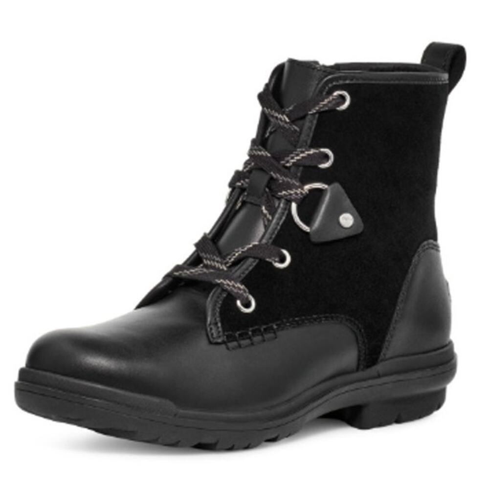 UGG Womens Hapsburg Hiker Boots Size 11 Black Leather Waterproof Combat NWOT